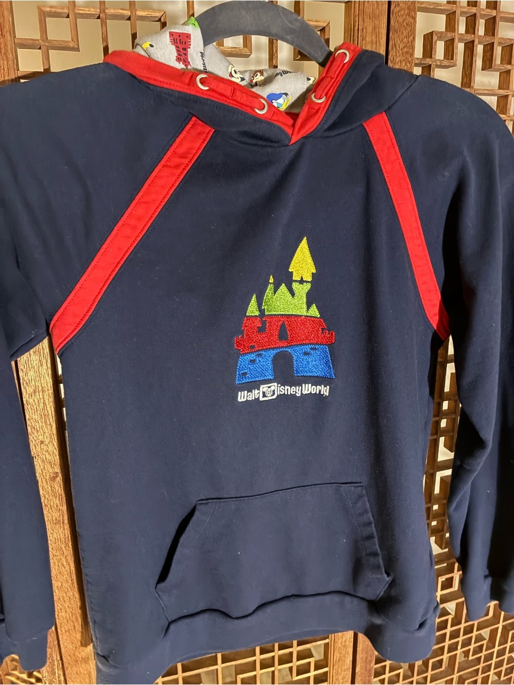 Disney Hooded Sweatshirt featuring graphics o front and back. Pluto/Mickey Mouse